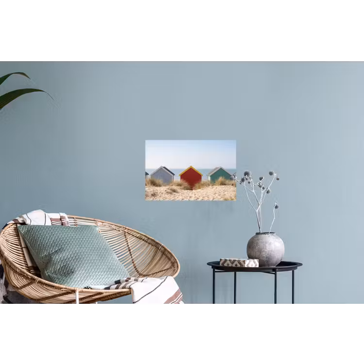 Strand - Huisjes - Kleurrijk - Duinen Muursticker klein -plant