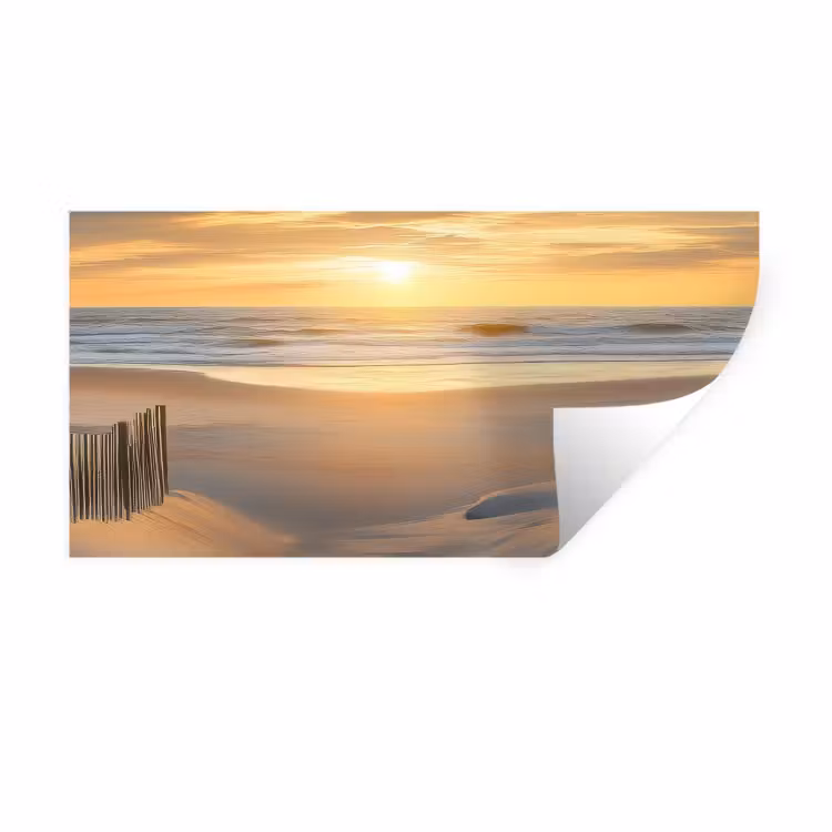 Strand - Duinen - Zonsondergang Muursticker klein -3d