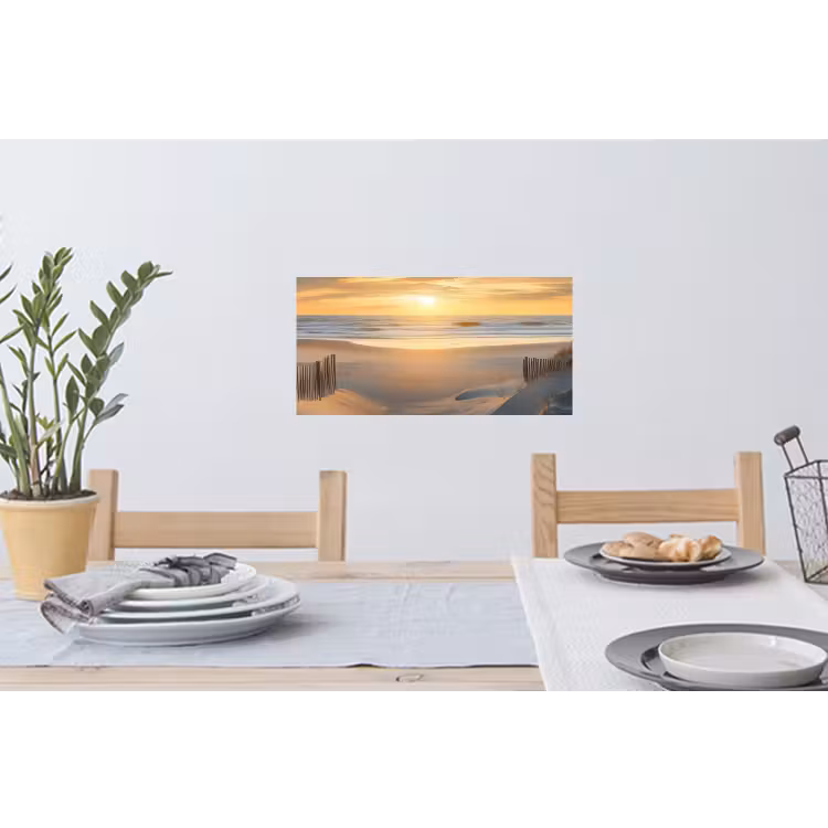 Strand - Duinen - Zonsondergang Muursticker klein -eettafel