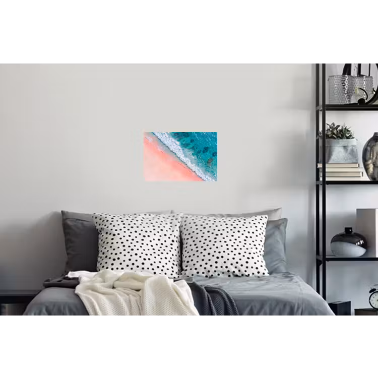 Strand - Oceaan - Golven - Roze Zand - Natuur Muursticker klein -slaapkamer