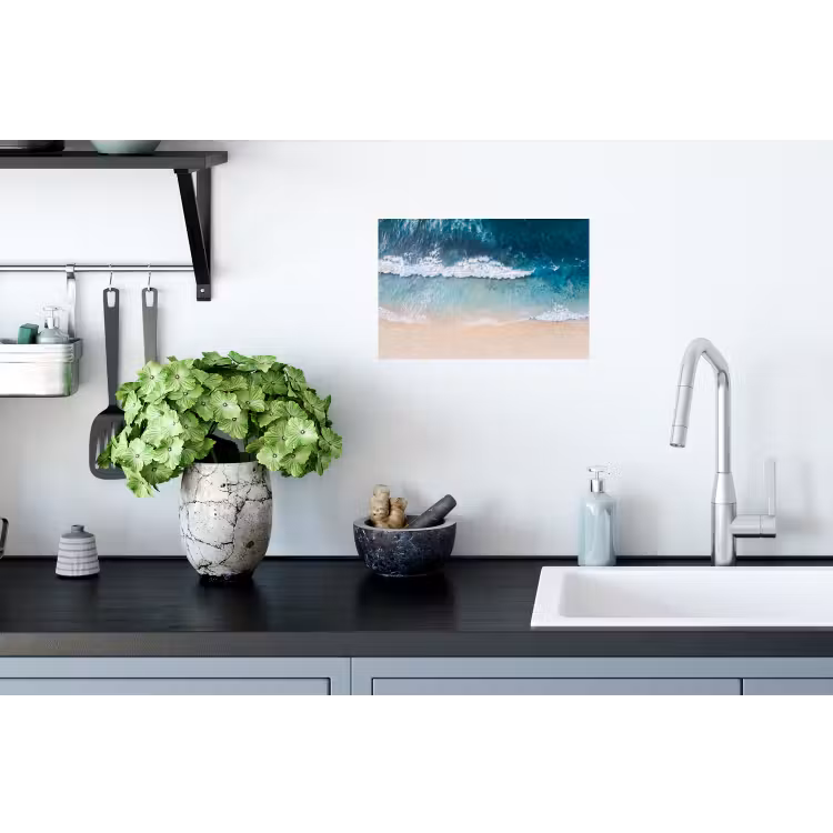 Strand - Zee - Golven - Natuur - Blauw Muursticker klein -keuken