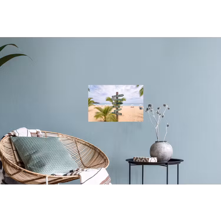 Strand - Wegwijzer - Palmen - Tropisch - Groen Muursticker klein -plant