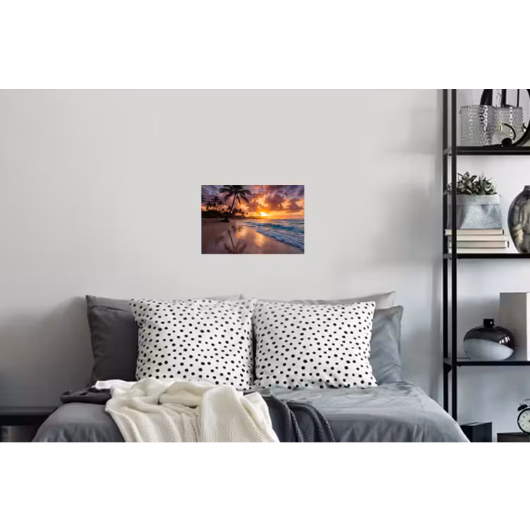 Strand - Zonsopgang - Tropisch - Natuur - Oranje Muursticker klein -slaapkamer