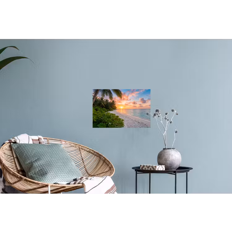Strand - Zonsondergang - Palmbomen - Tropisch - Natuur Muursticker klein -plant
