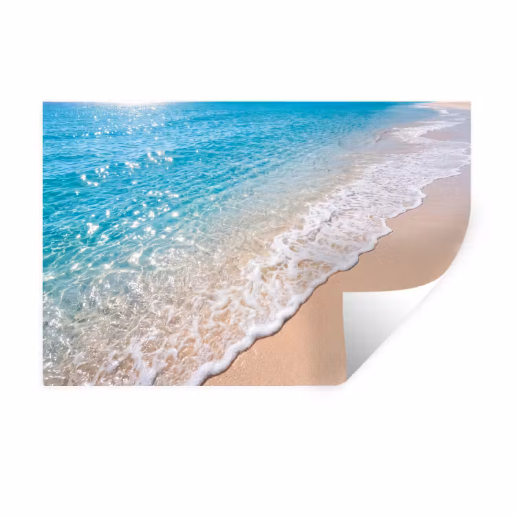 Strand - Water - Natuur - Blauw - Beige Muursticker klein -3d