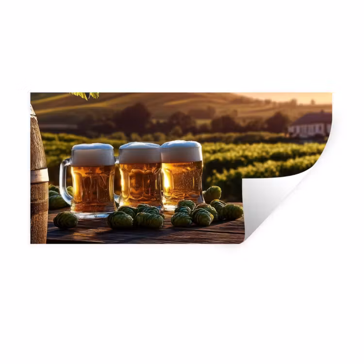 Bier - Hop - Landschap Muursticker klein -3d
