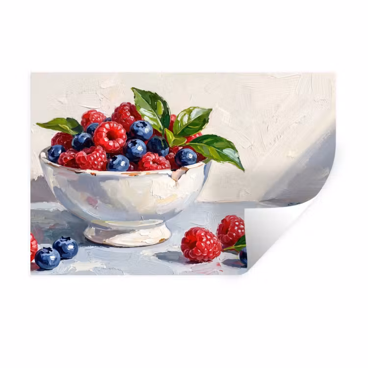 Wall Sticker - Berries - Bowl - Food - Bessen - Kom - Eten Muursticker klein