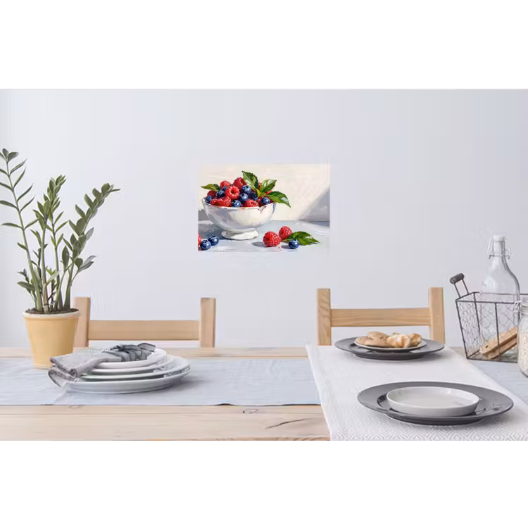Wall Sticker - Berries - Bowl - Food - Bessen - Kom - Eten Muursticker klein