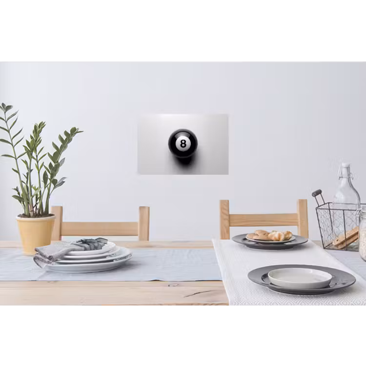 Biljartbal - Getal - Acht - Wit Muursticker klein -eettafel
