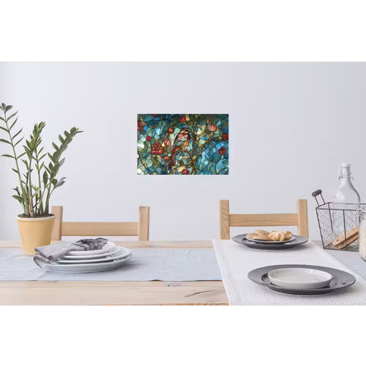 Vogel - Tak - Rozen - Mozaïek Muursticker klein -eettafel