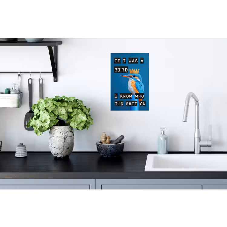 Vogel - Decoratie - Ijsvogel - Blauw Muursticker klein -keuken