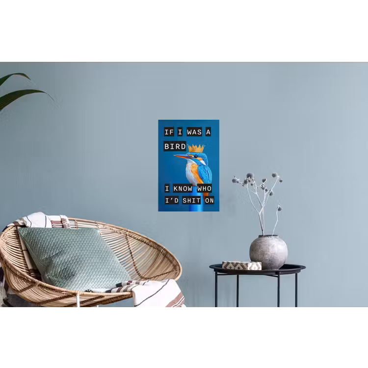 Vogel - Decoratie - Ijsvogel - Blauw Muursticker klein -plant