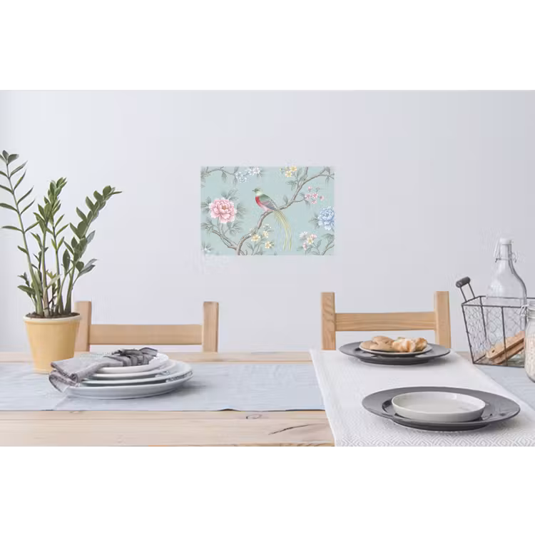 Vogel - Bloemen - Kleurrijk Muursticker klein -eettafel