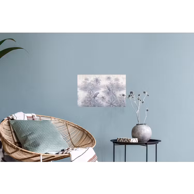 Vogel - Rivier - Tropisch - Illustratie - Blauw Muursticker klein -plant