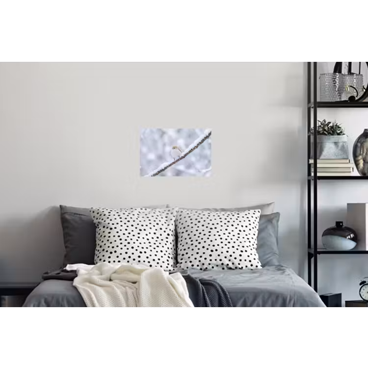 Vogeltje - Sneeuw - Tak - Winter - Zacht Muursticker klein -slaapkamer
