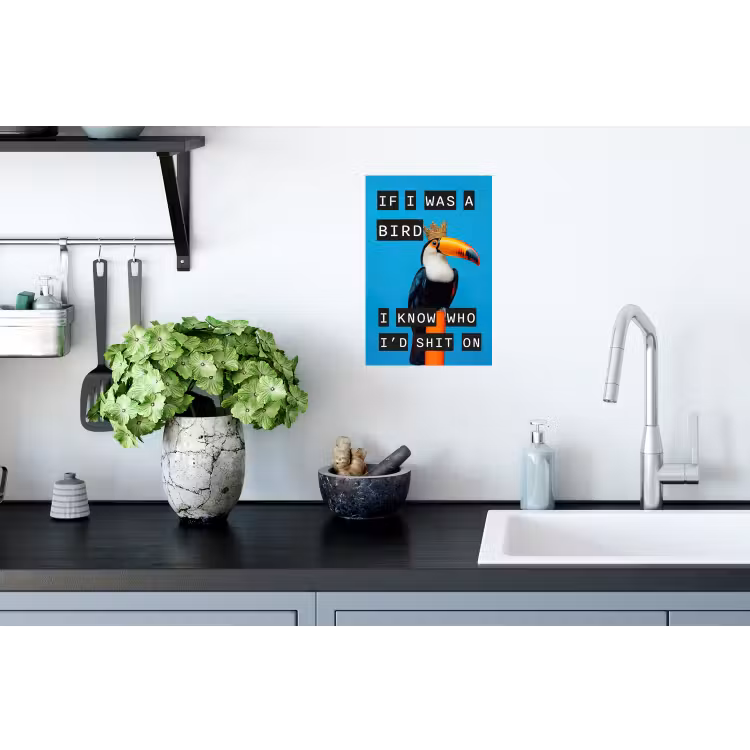 Vogel - Toekan - Blauw - Quotes Muursticker klein -keuken
