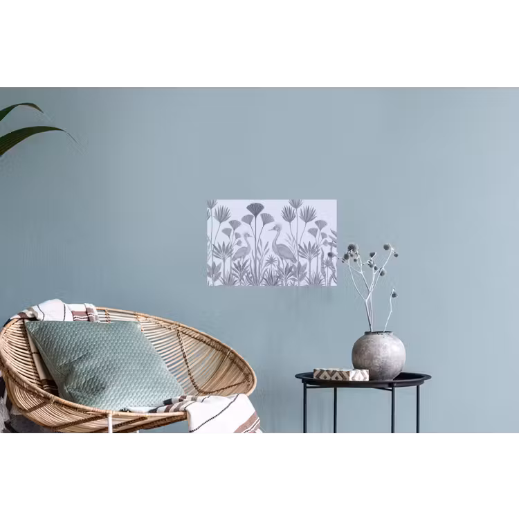 Vogel - Tropisch - Illustratie - Blauwgrijs - Natuur Muursticker klein -plant