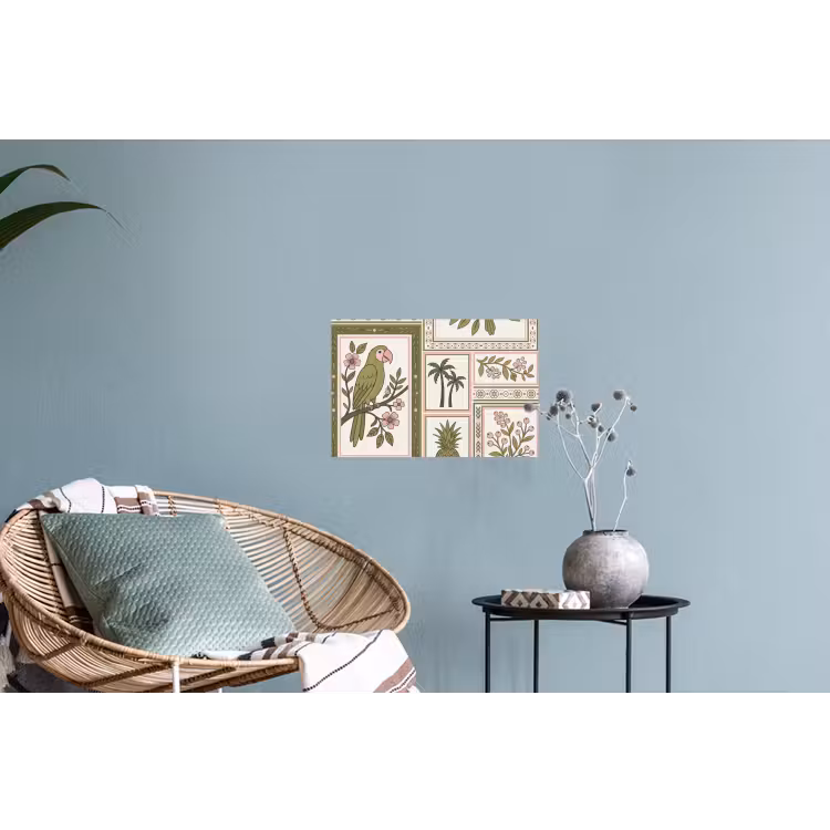 Vogel - Tropisch - Patroon - Decoratief - Groen Muursticker klein -plant
