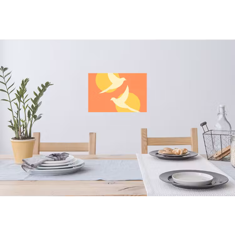 Vogels - Cirkels - Geel Muursticker klein -eettafel