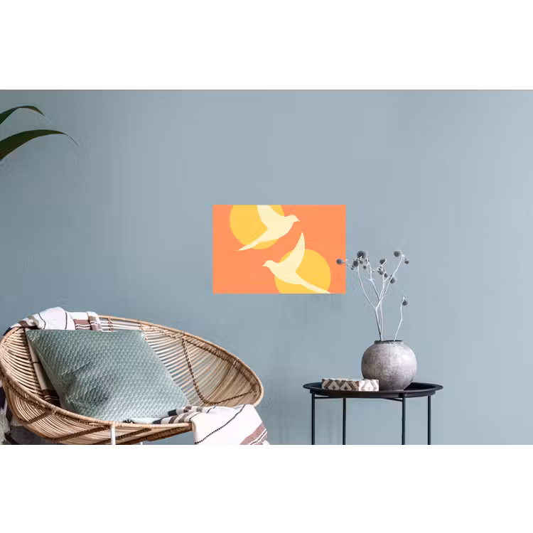 Vogels - Cirkels - Geel Muursticker klein -plant