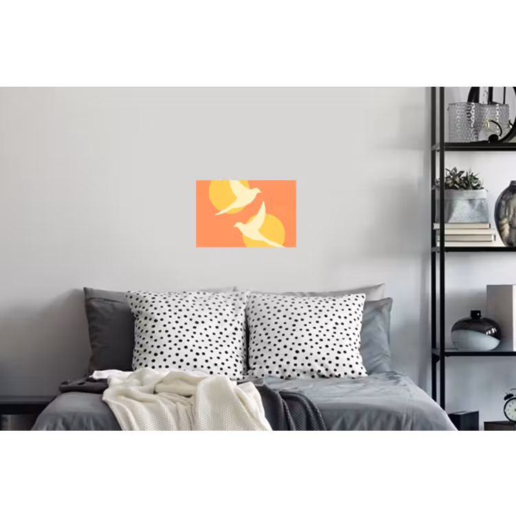 Vogels - Cirkels - Geel Muursticker klein -slaapkamer