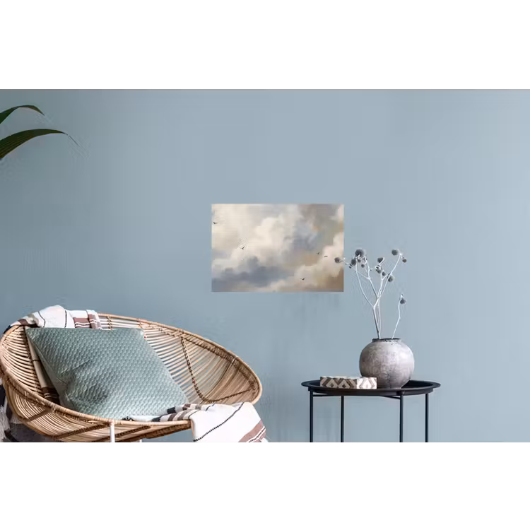 Vogel - Wolken - Natuur - Modern - Grijs Muursticker klein -plant