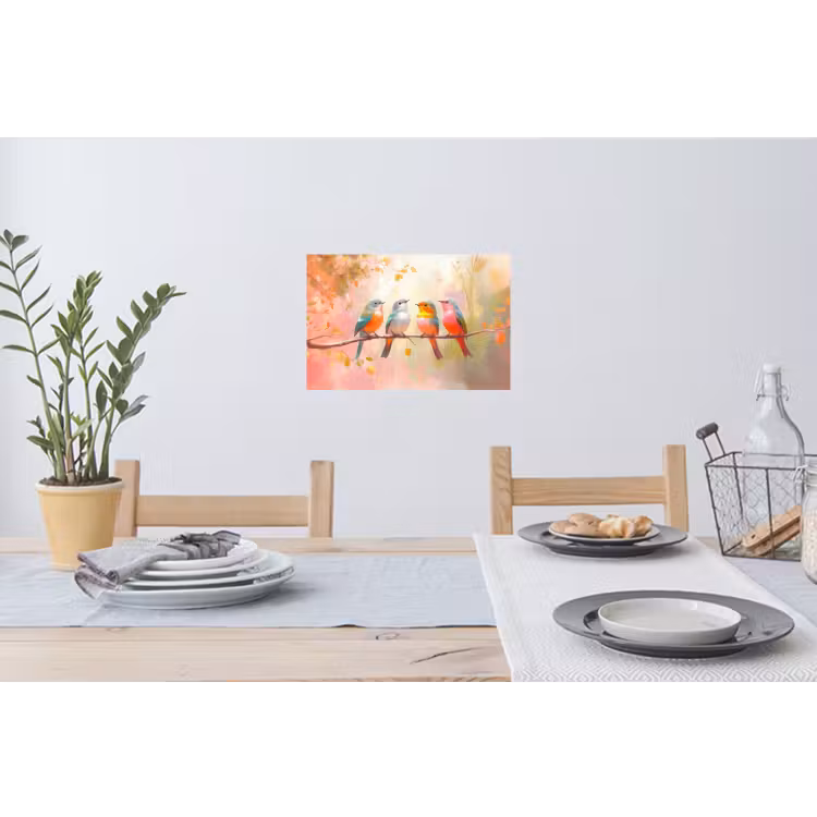 Vogels - Kleurrijk - Tak Muursticker klein -eettafel