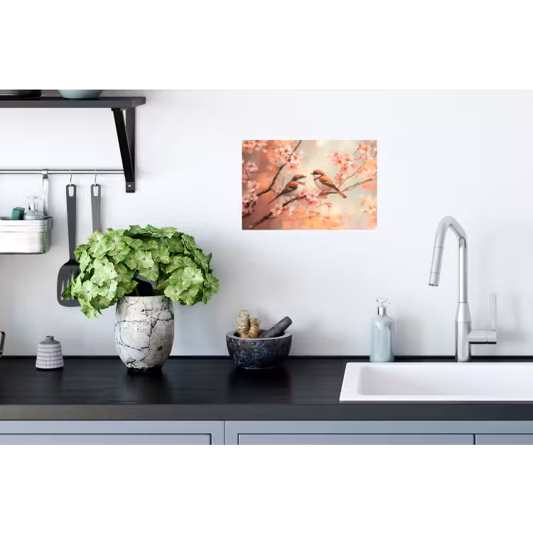 Vogels - Romantic - Bloesemtak Muursticker klein -keuken