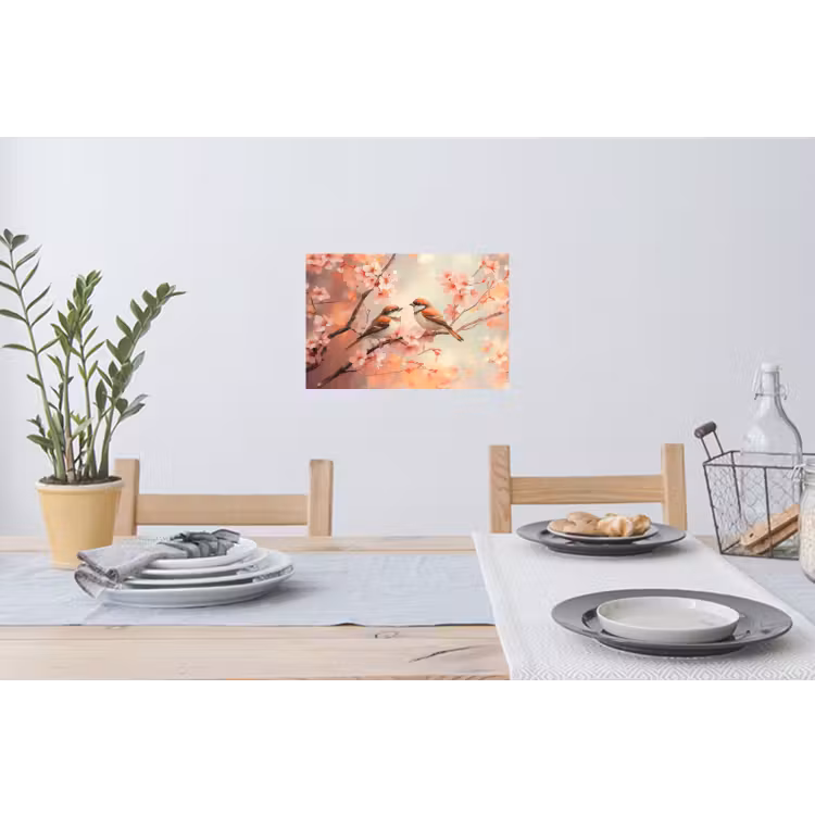 Vogels - Romantic - Bloesemtak Muursticker klein -eettafel