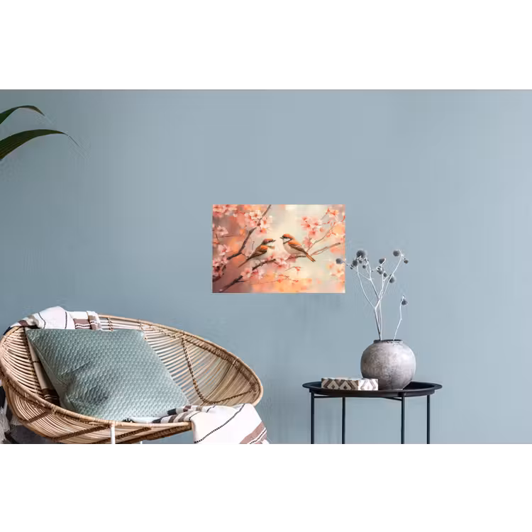 Vogels - Romantic - Bloesemtak Muursticker klein -plant