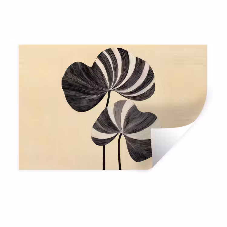 Zwart - Bladeren - Strepen - Minimalistisch Muursticker klein -3d