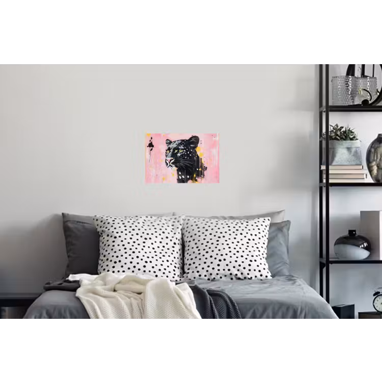Zwart - Panter - Roze - Abstract Muursticker klein -slaapkamer