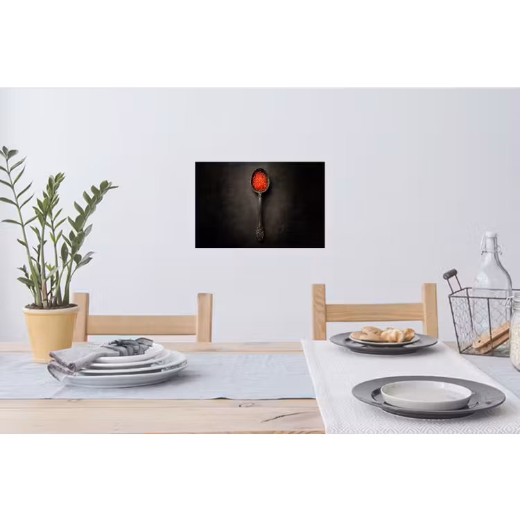 Zwart - Lepel - Caviar Muursticker klein -eettafel