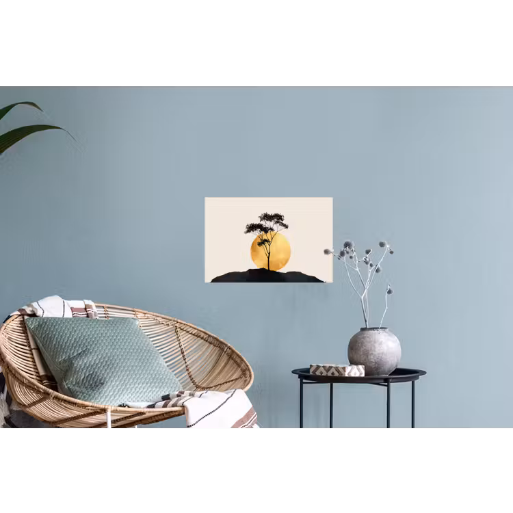Zwarte boom - Gouden cirkel - Heuvel Muursticker klein -plant