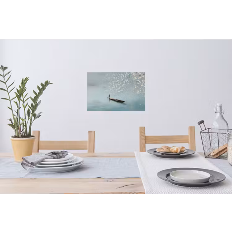 Bloesems - Minimalistisch - Wateroppervlak - Boot Muursticker klein -eettafel