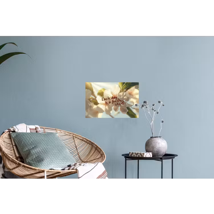 Bloesems - Zonlicht - Quote - Wit Muursticker klein -plant