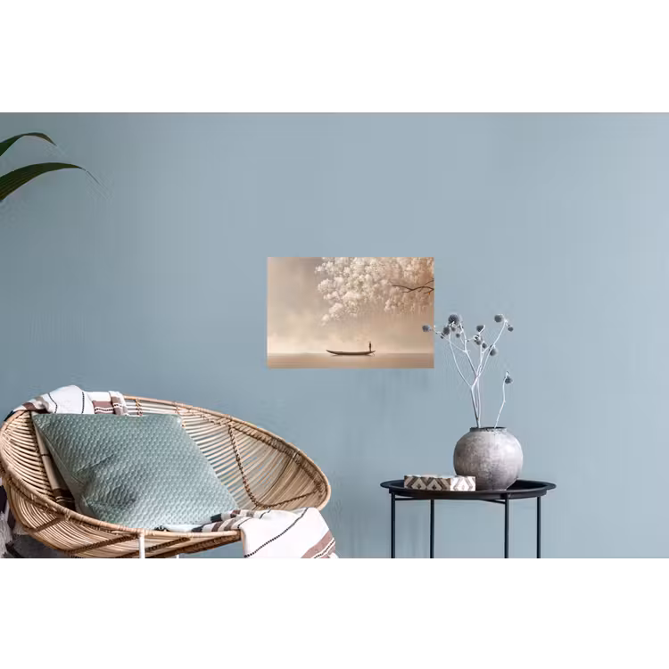 Bloesems - Wit - Boot - Minimalistisch Muursticker klein -plant