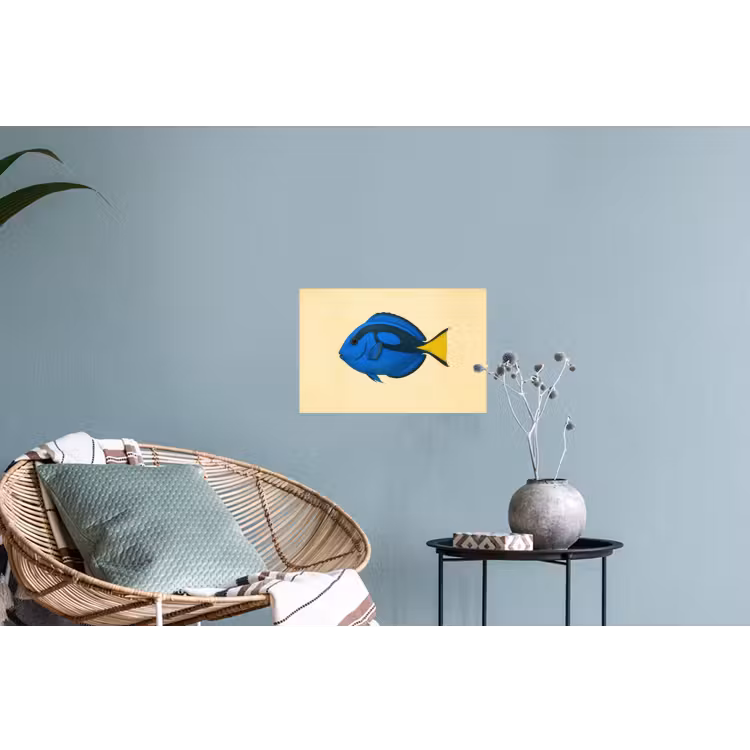 Blauw - Dory - Vis - Staartvin Muursticker klein -plant