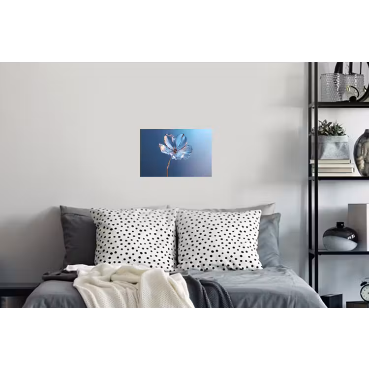 Blauw - Bloem - Glazen - Sierlijk Muursticker klein -slaapkamer