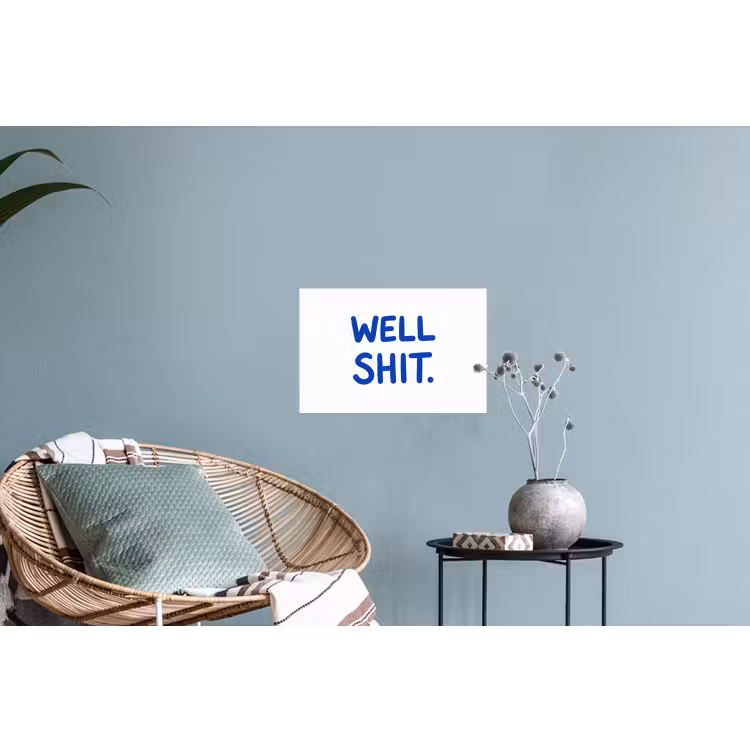 Blauw - Quote - Wit Muursticker klein -plant