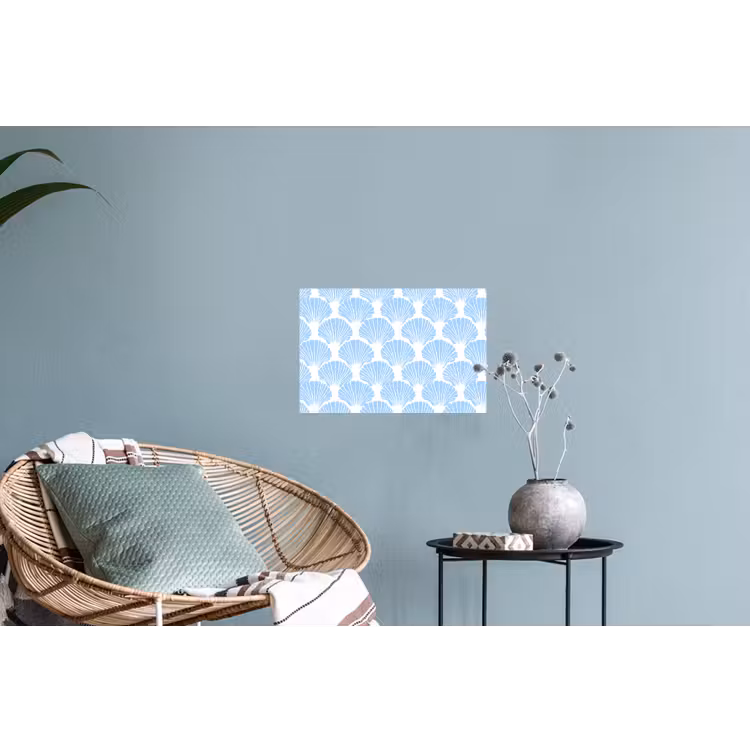 Blauw - Wit - Schelpen - Grafisch - Structuur Muursticker klein 286 -plant