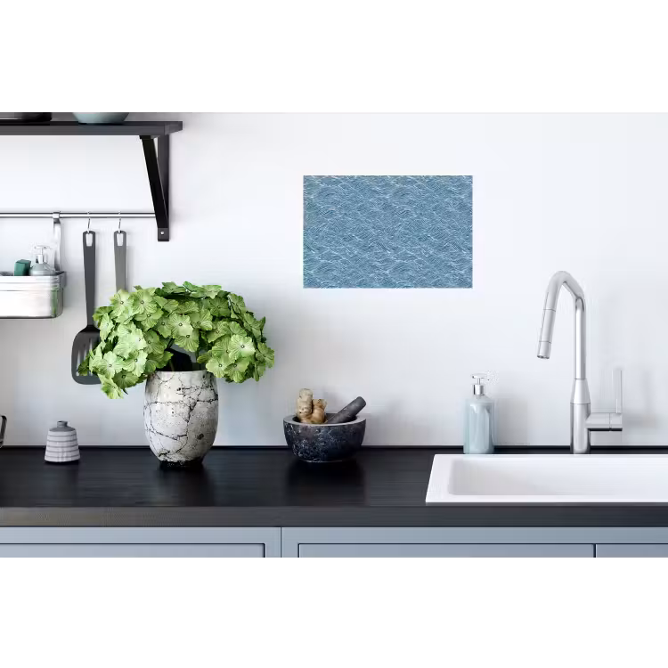 Blauw - Wit - Golven - Getekend - Textuur Muursticker klein 286 -keuken