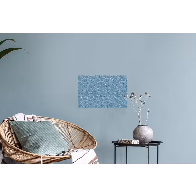 Blauw - Wit - Golven - Getekend - Textuur Muursticker klein 286 -plant