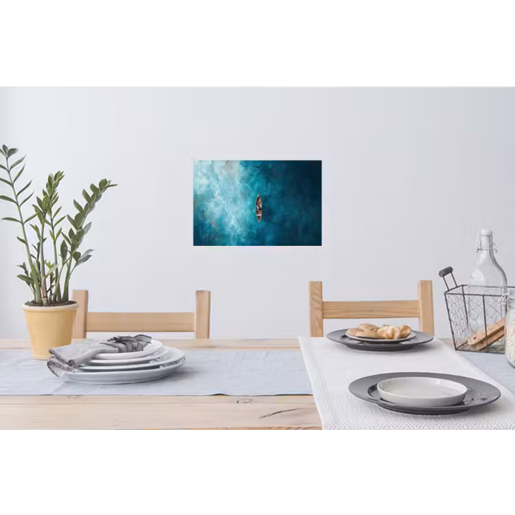 Bootje - Water - Blauw Muursticker klein -eettafel