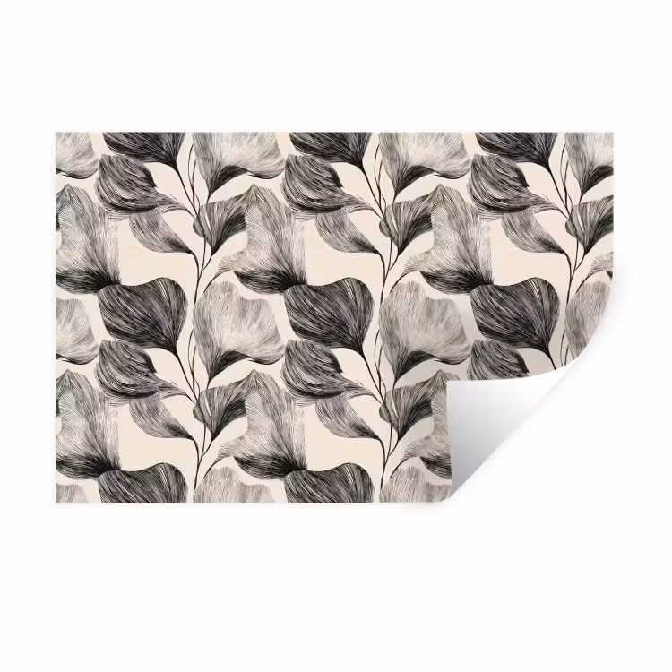 Botanisch - Bladeren - Zwart Muursticker klein 286 -3d