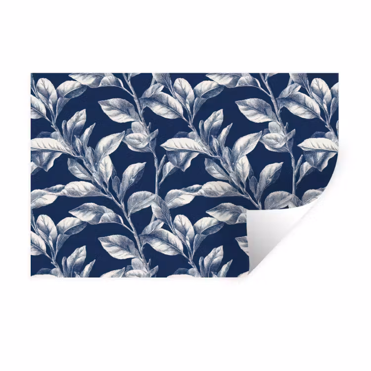 Botanisch - Patroon - Blauw Muursticker klein 286 -3d