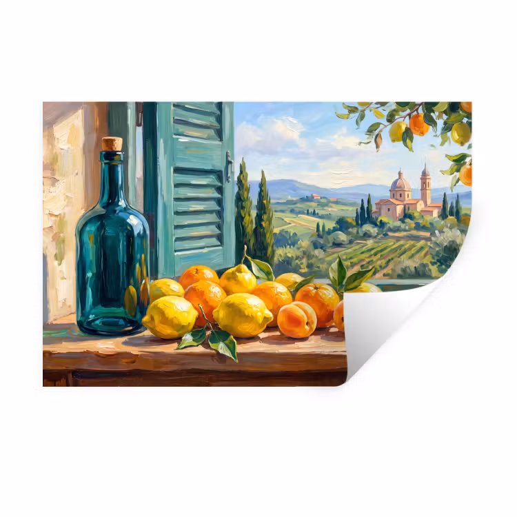 Wall Sticker - Bottle - Fruit - Still Life - Fles - Fruit - Stilleven Muursticker klein