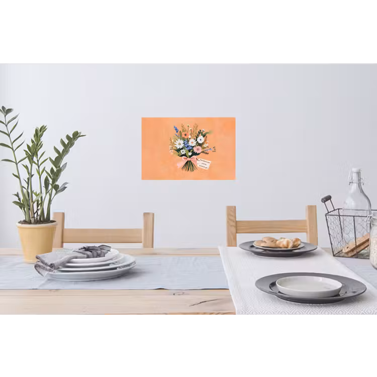 Boeket - Strikje - Quote Muursticker klein -eettafel