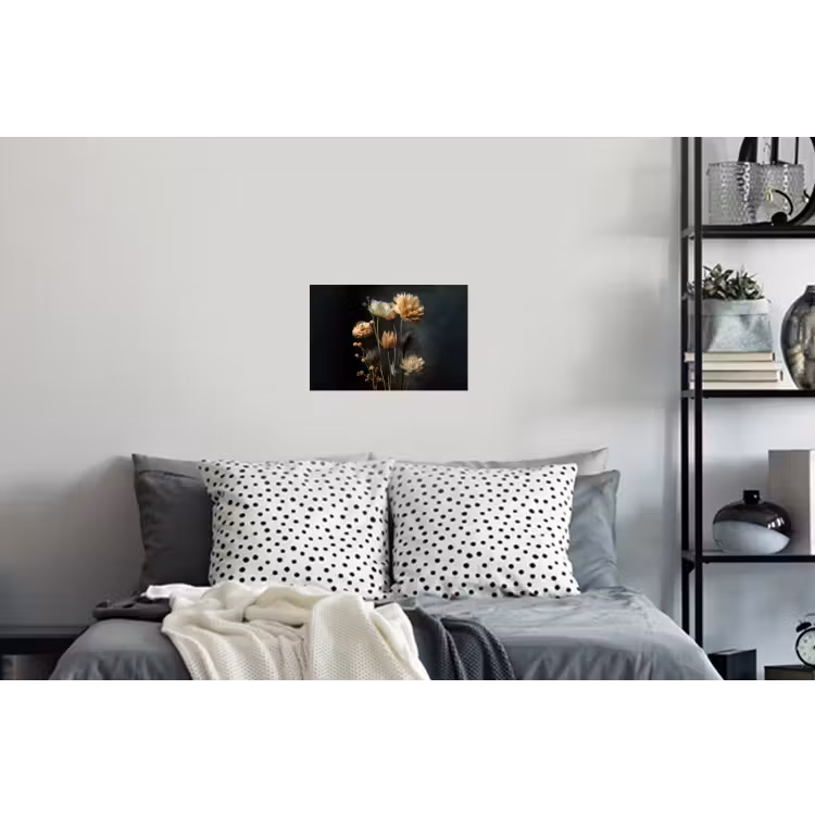 Boeket - Bloemen - Licht - Zwart Muursticker klein -slaapkamer