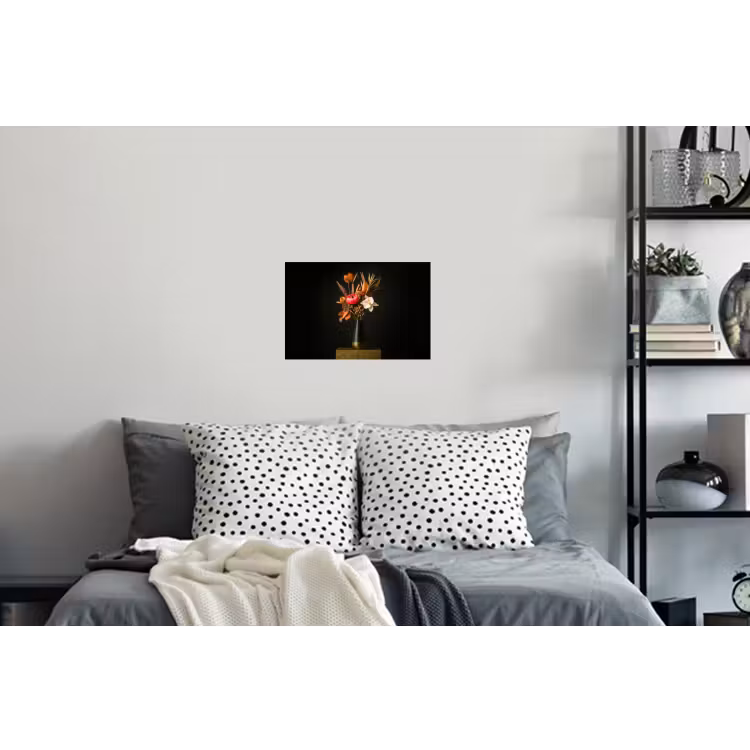 Boeket - Oranje - Gouden - vaas Muursticker klein -slaapkamer